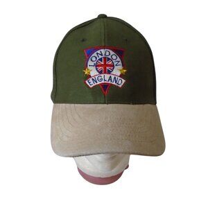 Crest of London England UK Baseball Cap Green Khaki Adjustable Strap Back 3451